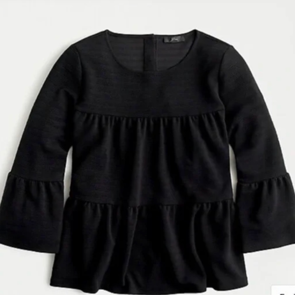J. CREW Women's Size Large Black Button-back Tiered Top
